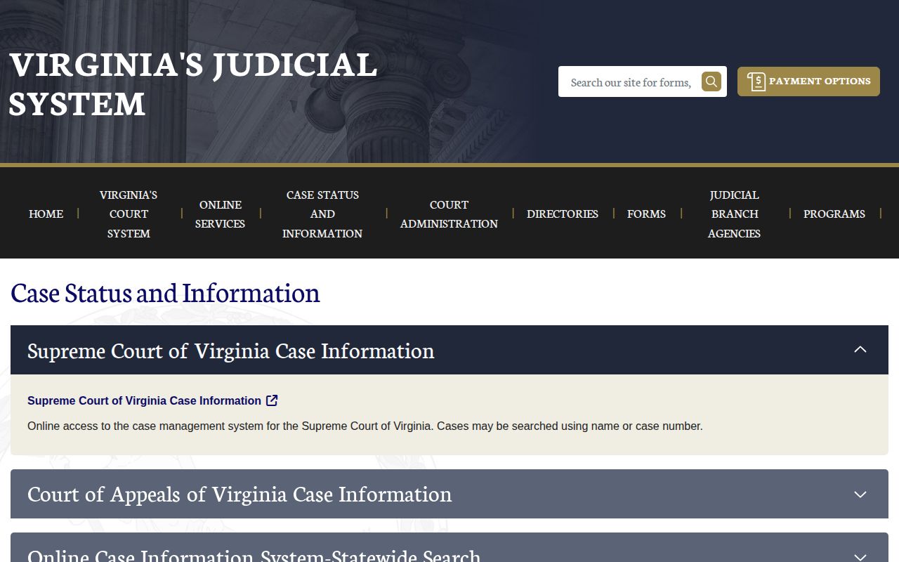 Virginia court case search for Westmoreland County release records