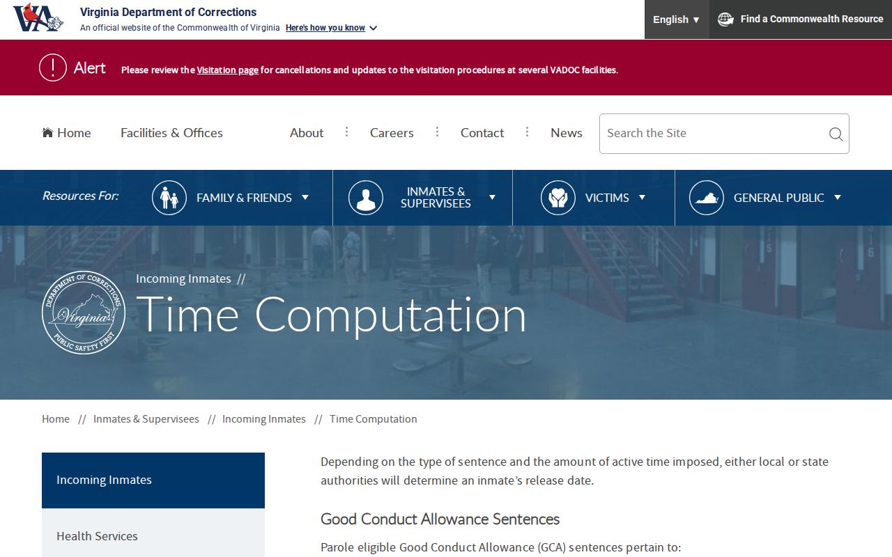 Westmoreland County projected release date time computation rules