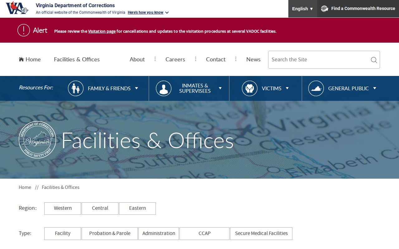 VADOC District 33 Westmoreland County supervision office listing